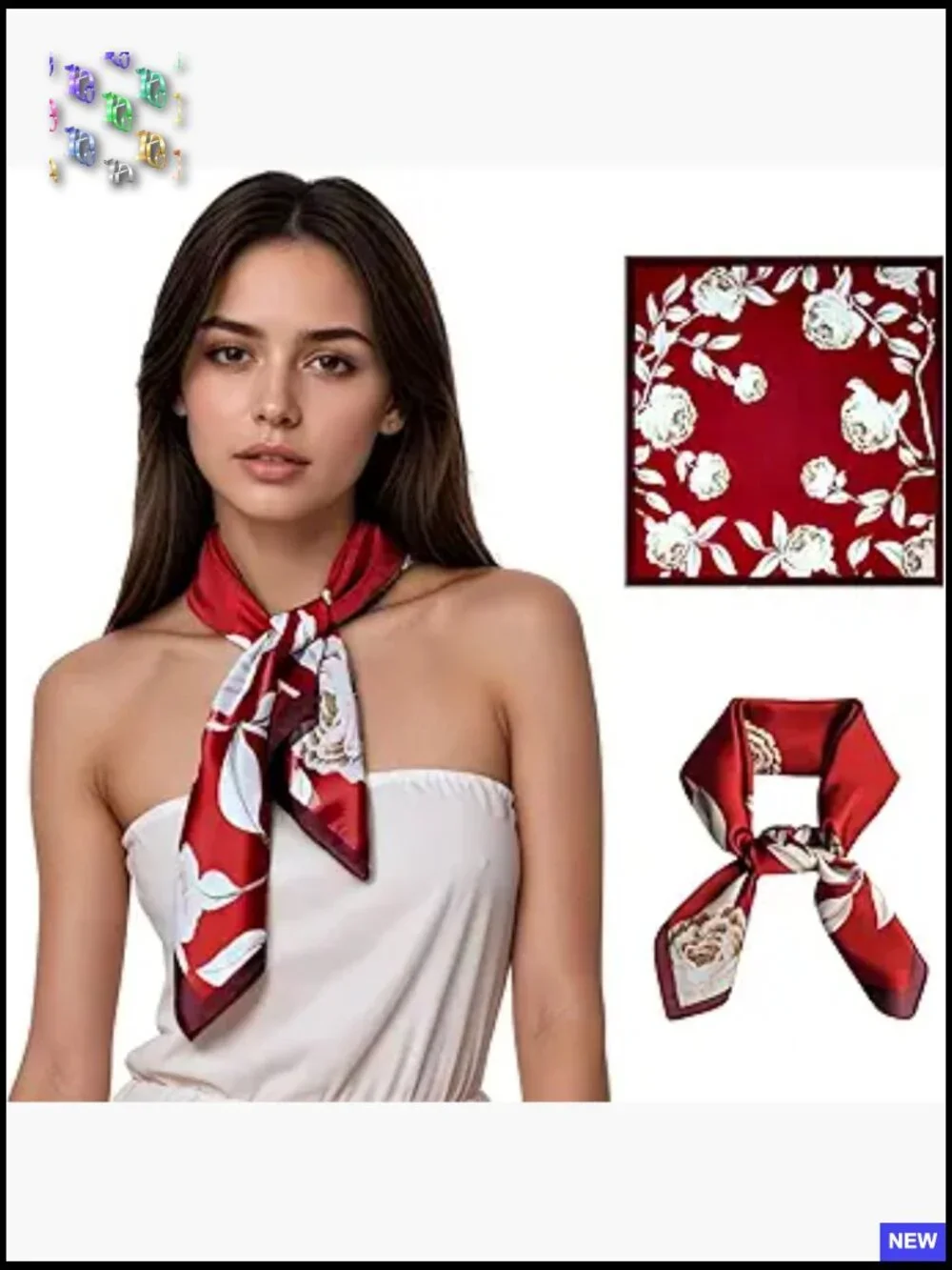 Printed Satin Silk-Like Square Head Scarf Hair Bandana Women Versatile Accessory